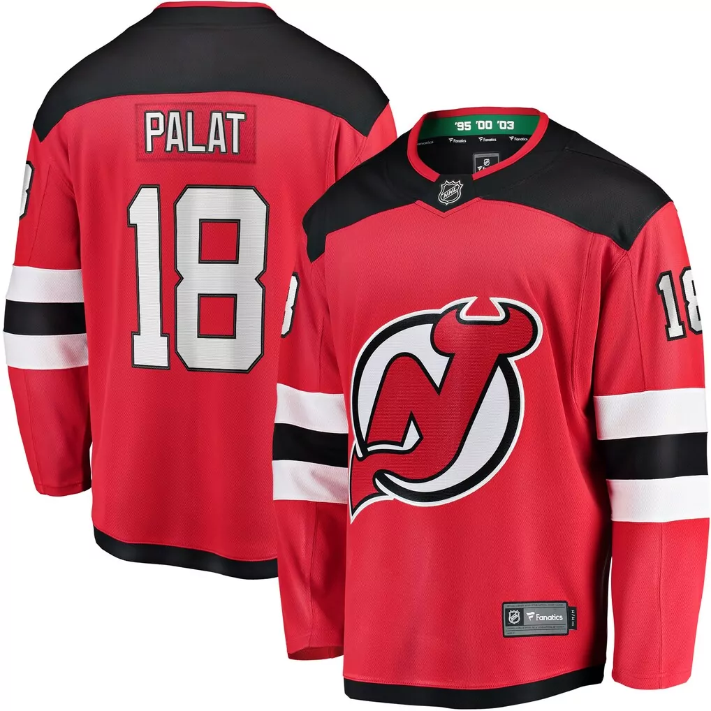 nico hischier new jersey devils youth captain patch home replica player jersey red