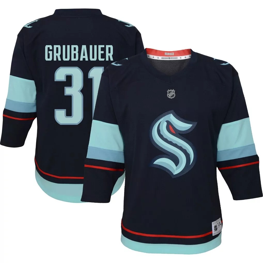 philipp grubauer seattle kraken fanatics women s home breakaway player jersey navy