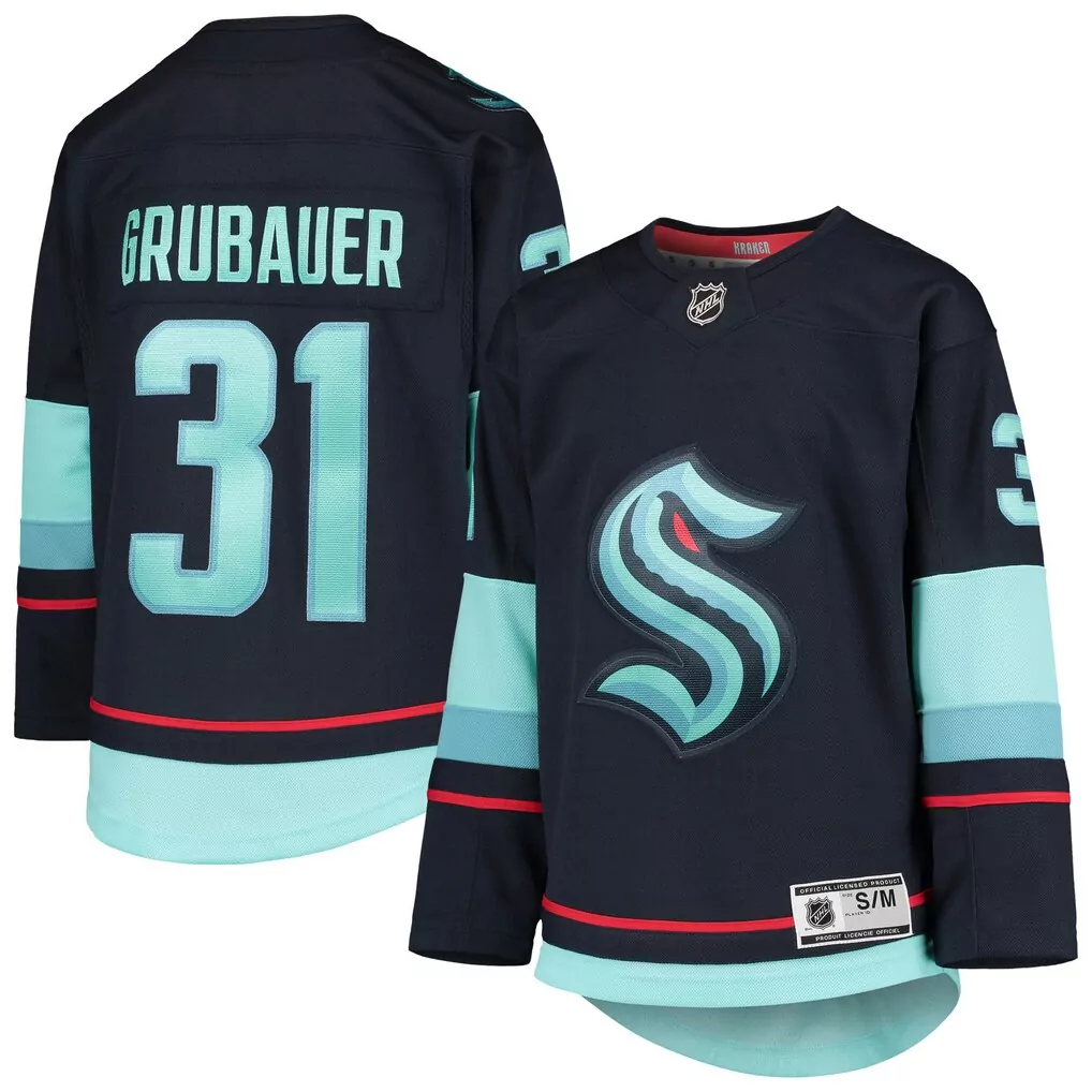philipp grubauer seattle kraken fanatics women s home breakaway player jersey navy