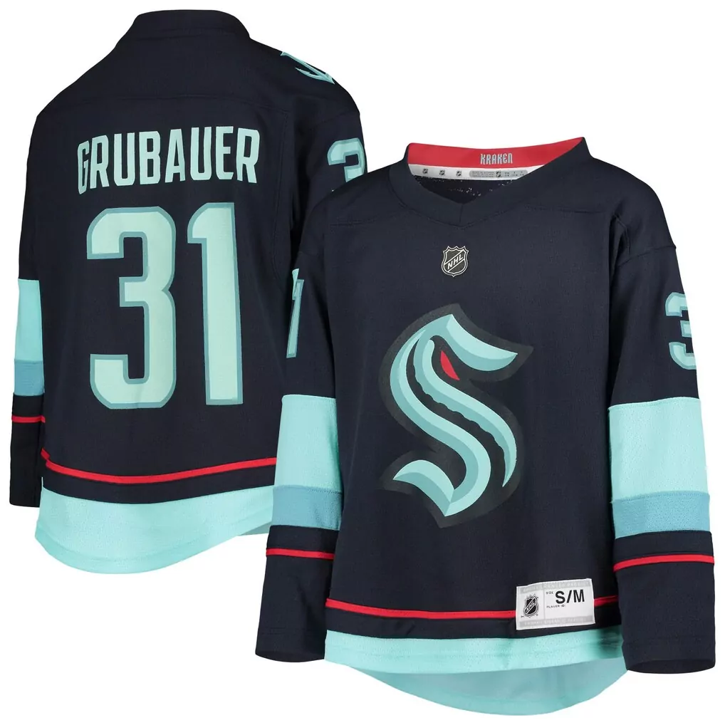 philipp grubauer seattle kraken fanatics women s home breakaway player jersey navy