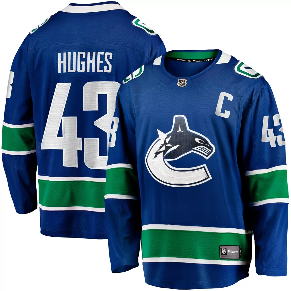 quinn hughes vancouver canucks fanatics alternate breakaway jersey black