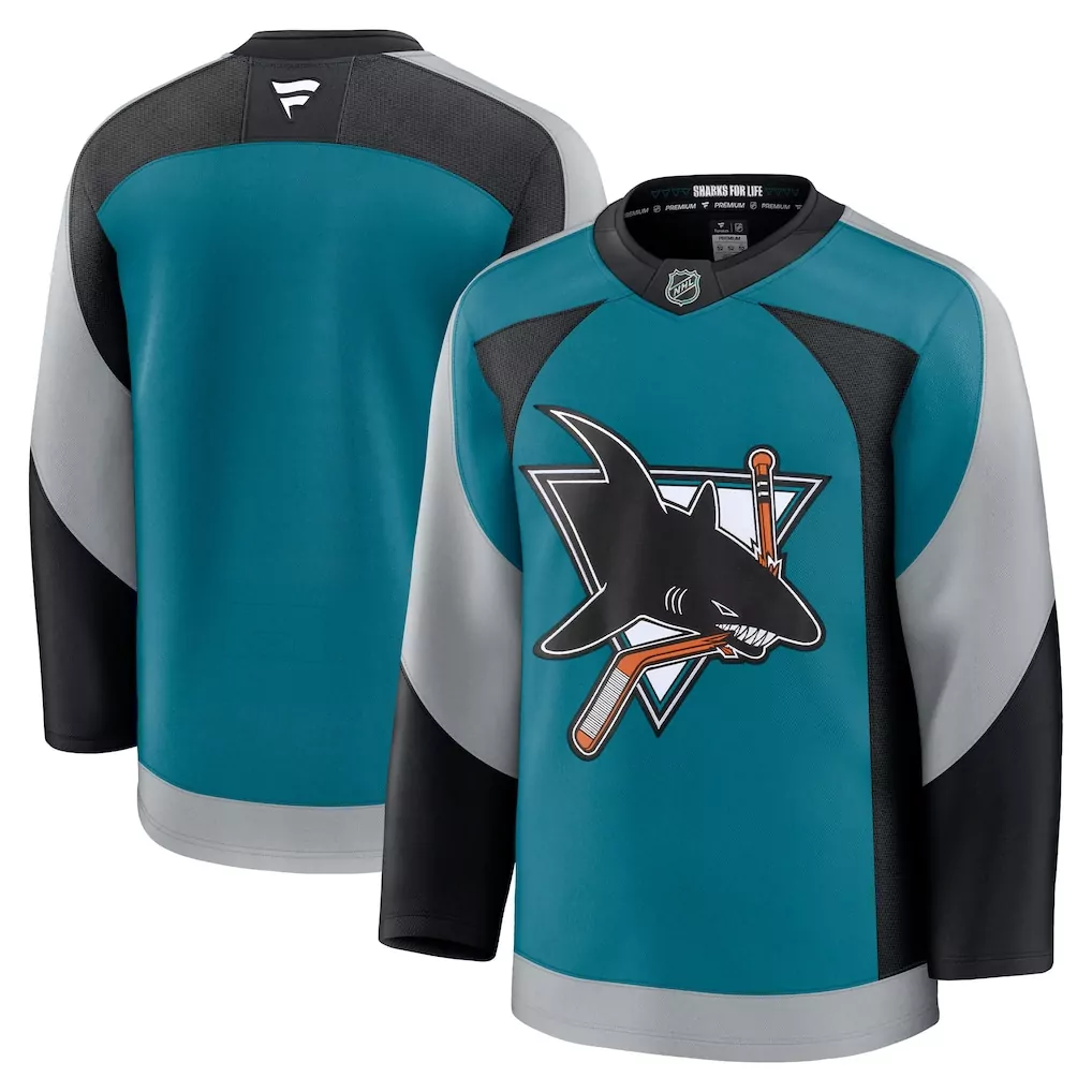 san jose sharks fanatics alternate custom premium jersey teal
