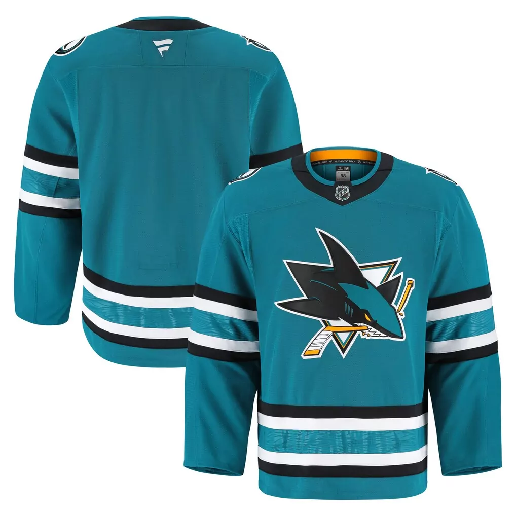 san jose sharks fanatics home authentic pro custom jersey teal