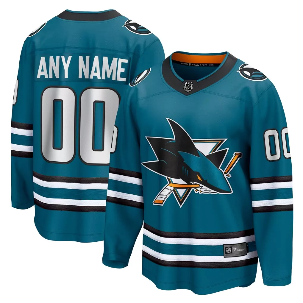 san jose sharks fanatics home authentic pro custom jersey teal