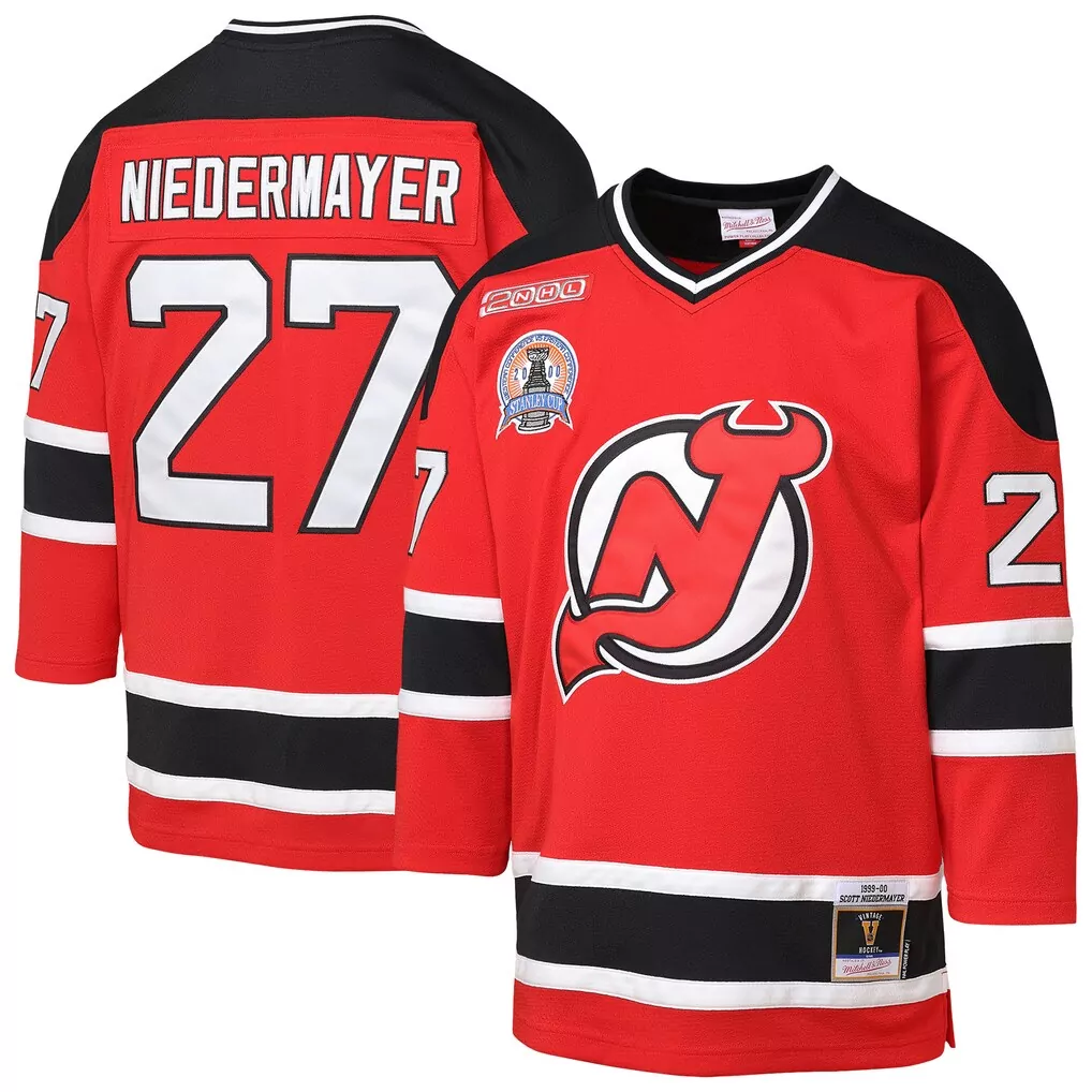 scott niedermayer new jersey devils mitchell ness big tall 1999 00 blue line 2 0 jersey red