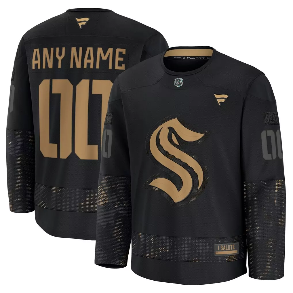 seattle kraken fanatics 2024 military appreciation custom practice jersey black