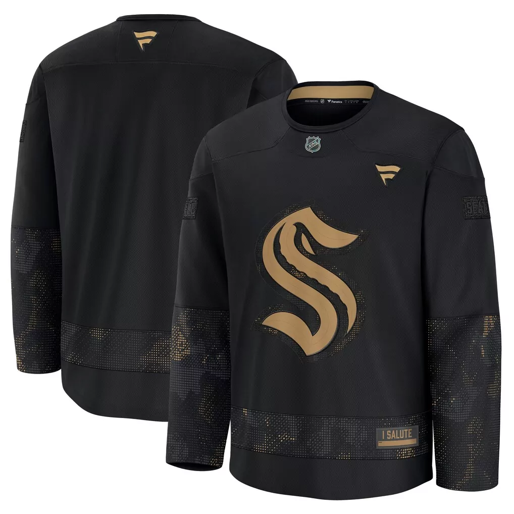 seattle kraken fanatics 2024 military appreciation custom practice jersey black