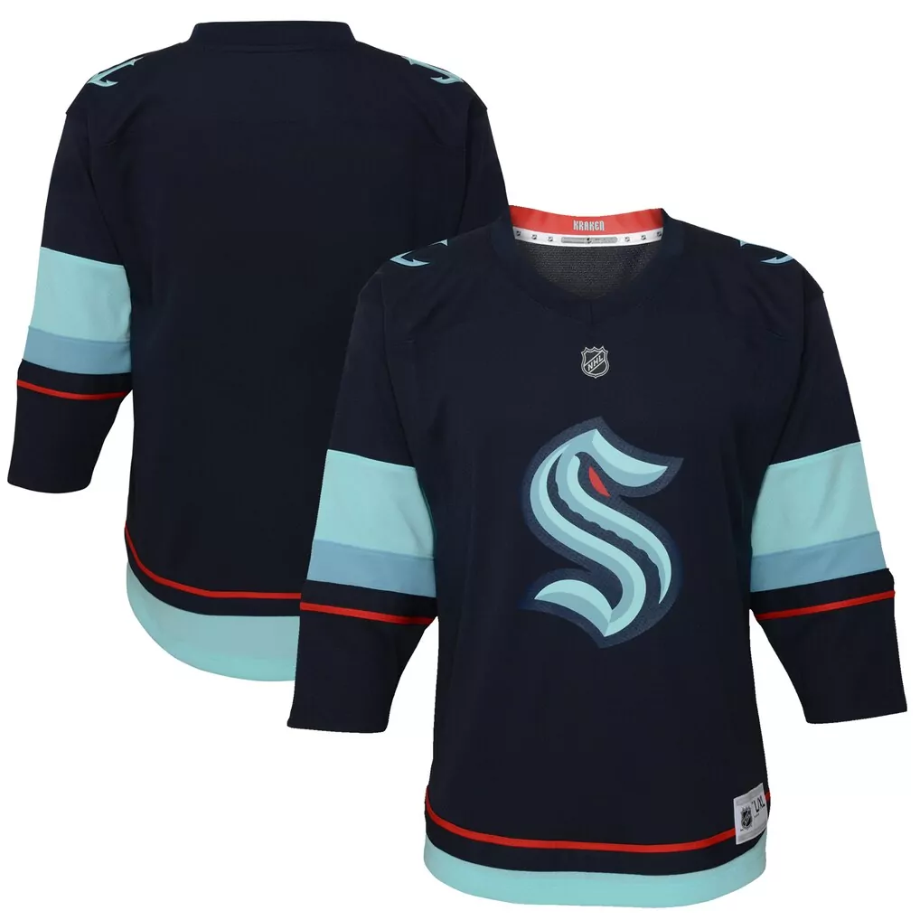 seattle kraken youth home replica custom jersey navy
