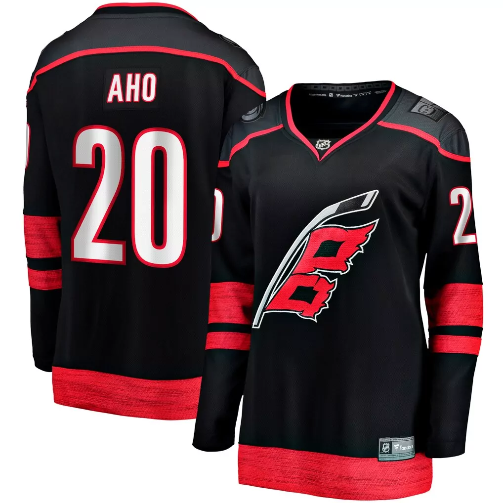 sebastian aho carolina hurricanes fanatics home premium jersey black