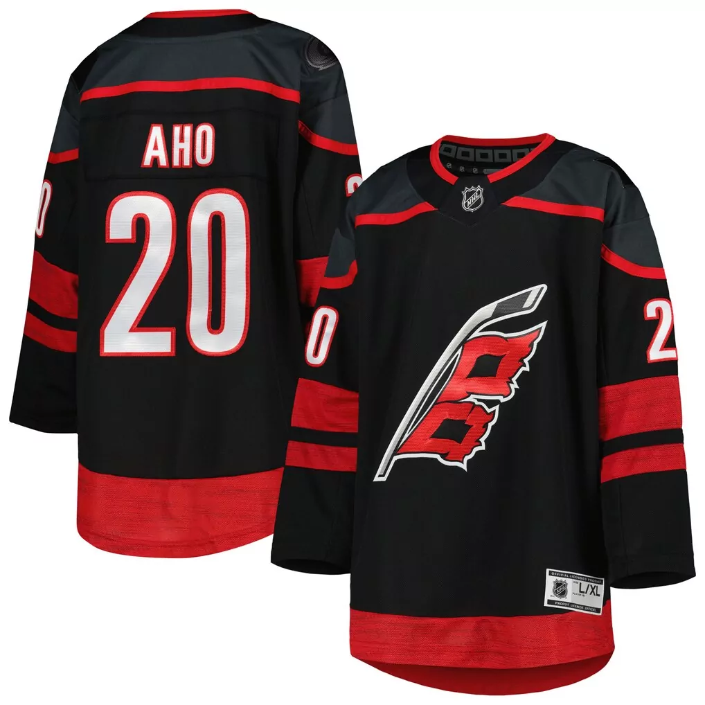 sebastian aho carolina hurricanes youth away replica player jersey white