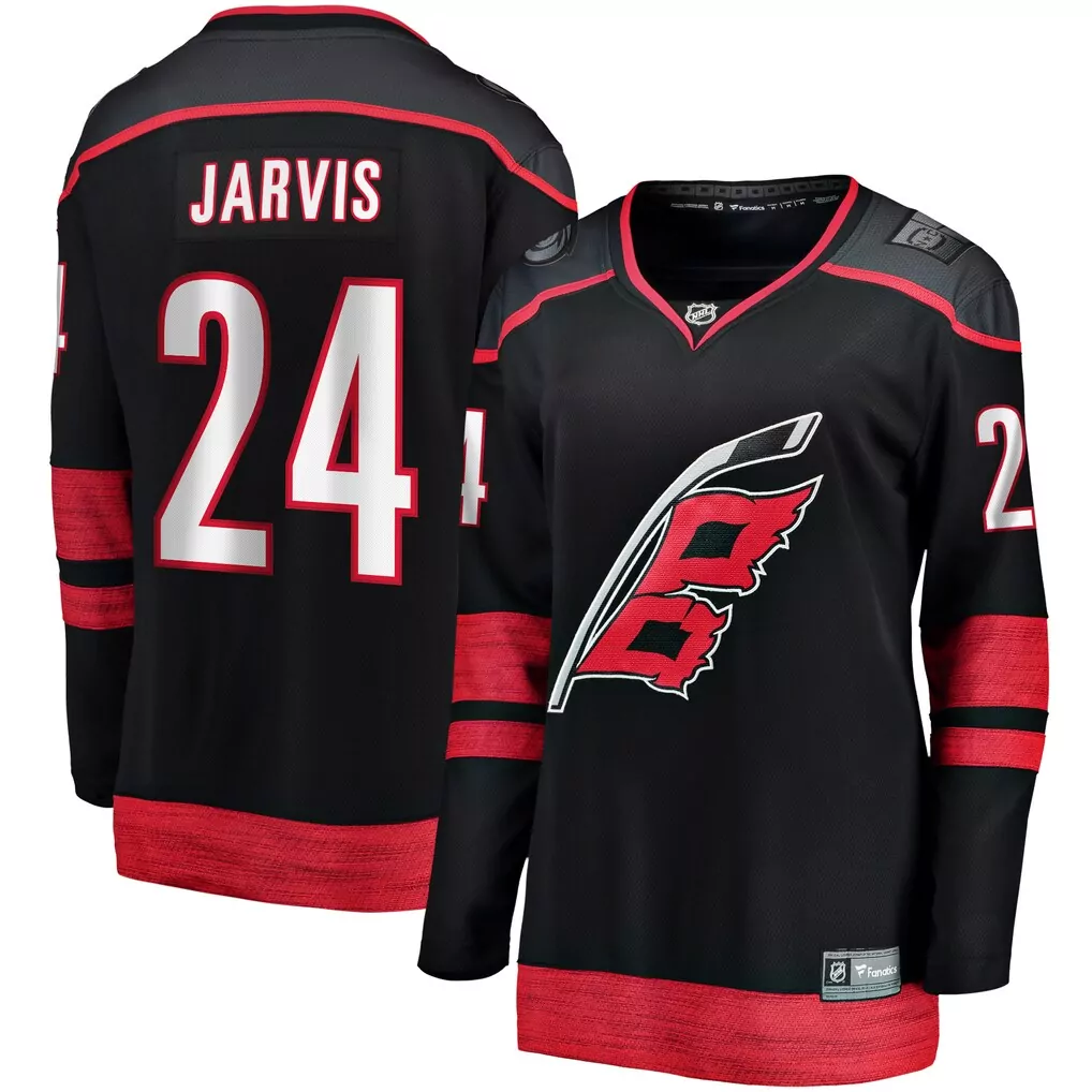 seth jarvis carolina hurricanes fanatics home breakaway jersey black