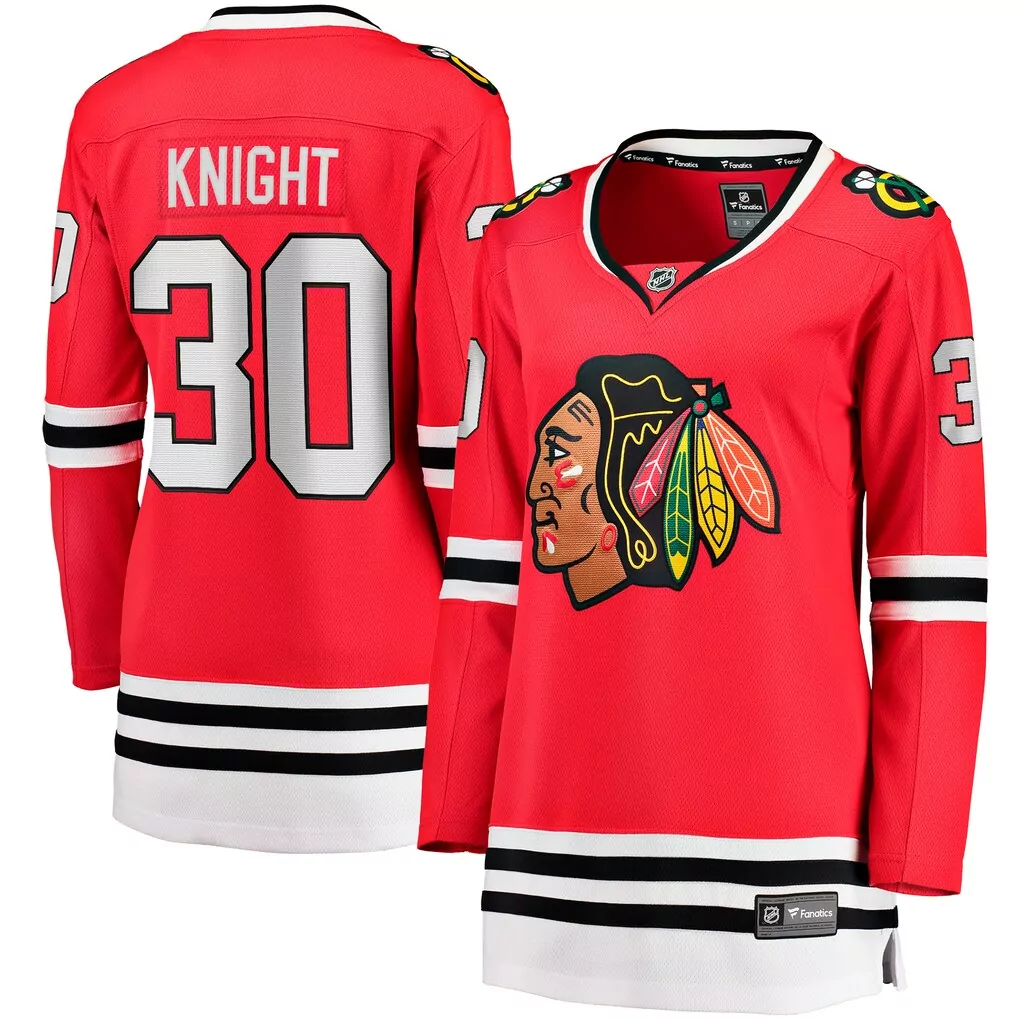 spencer knight chicago blackhawks fanatics centennial breakaway player jersey red