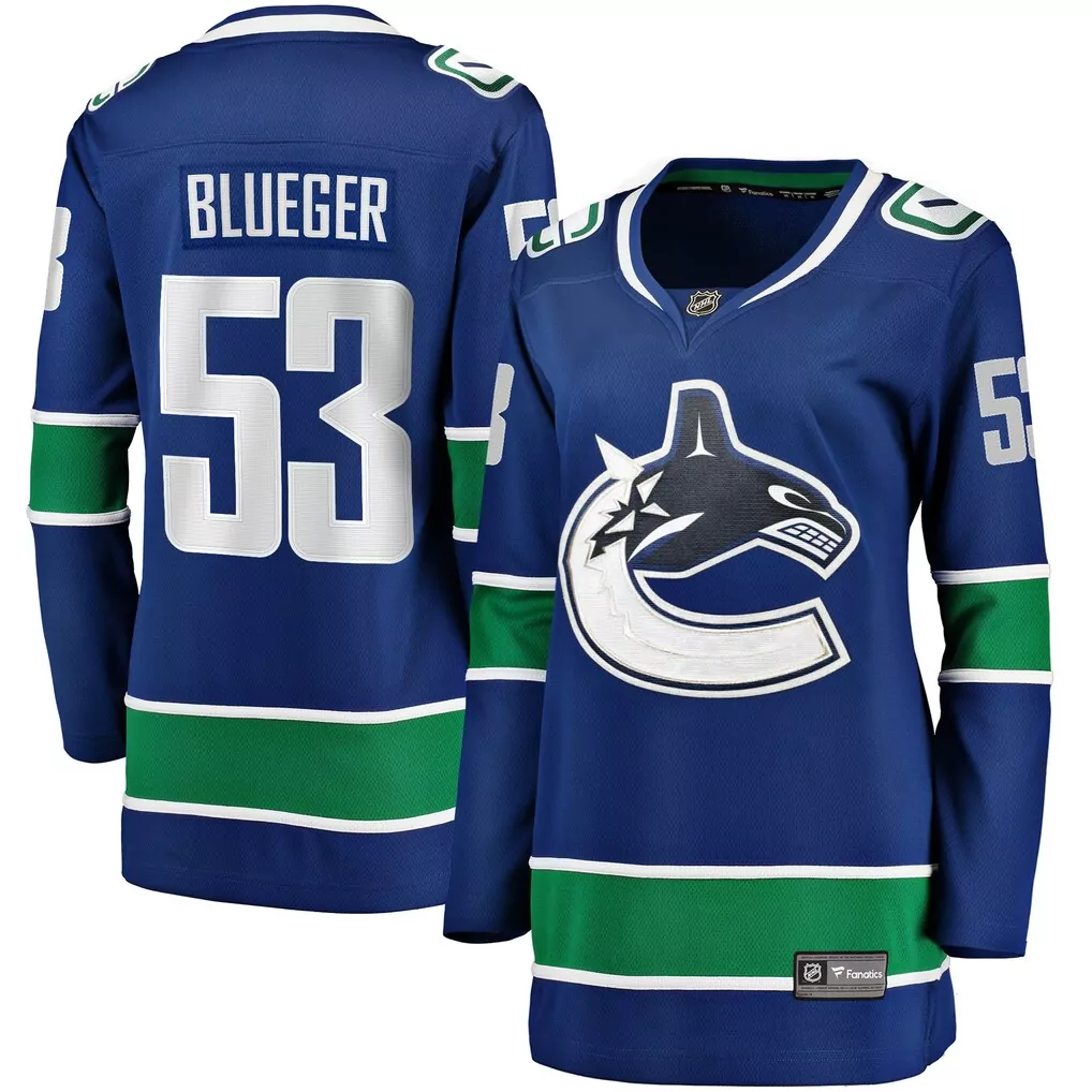 quinn hughes vancouver canucks youth home premier player jersey blue