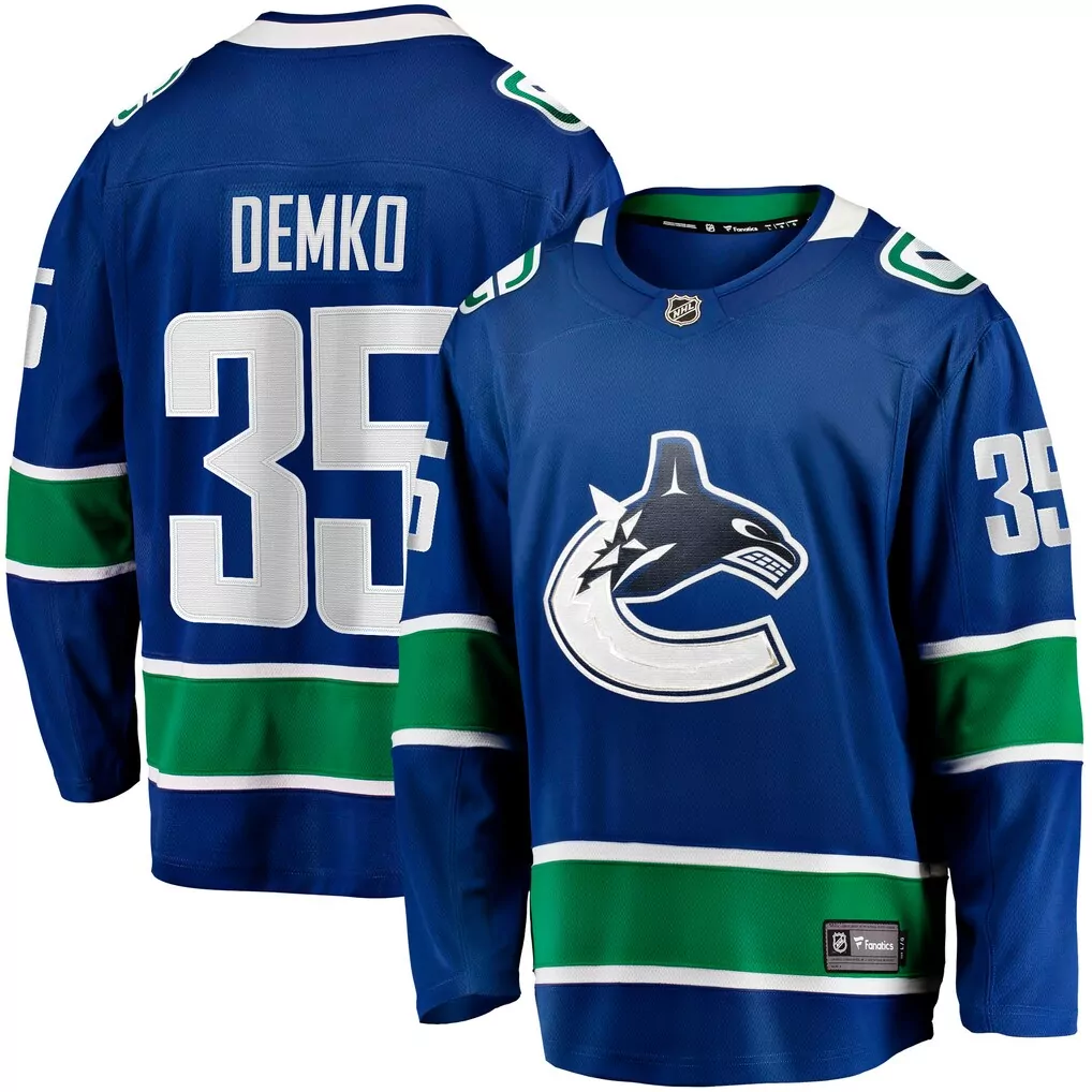 quinn hughes vancouver canucks youth home premier player jersey blue
