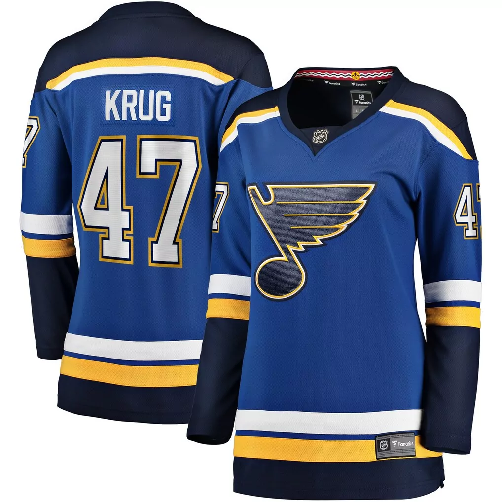 torey krug st louis blues fanatics home breakaway jersey blue
