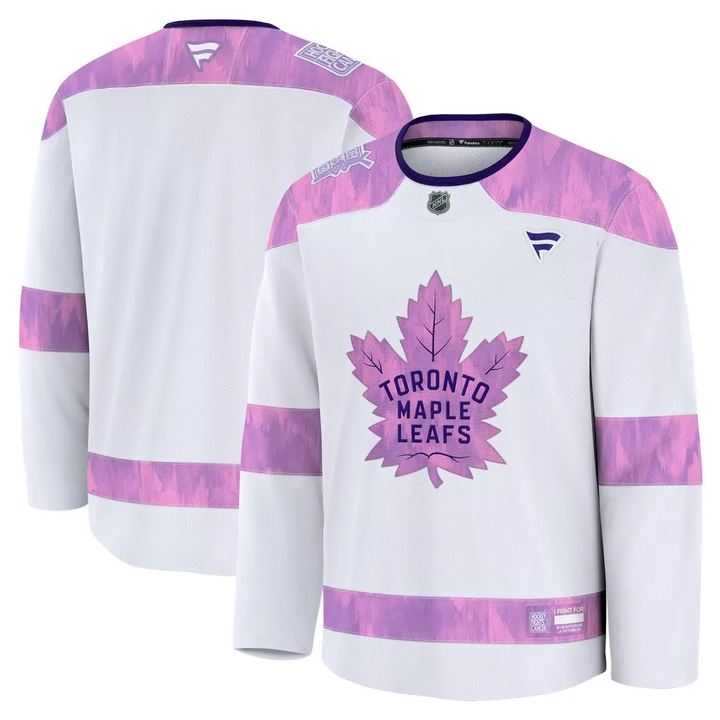 toronto maple leafs fanatics 2024 hockey fights cancer custom practice jersey white