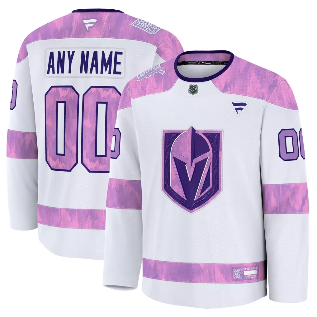vegas golden knights fanatics 2024 hockey fights cancer custom practice jersey white