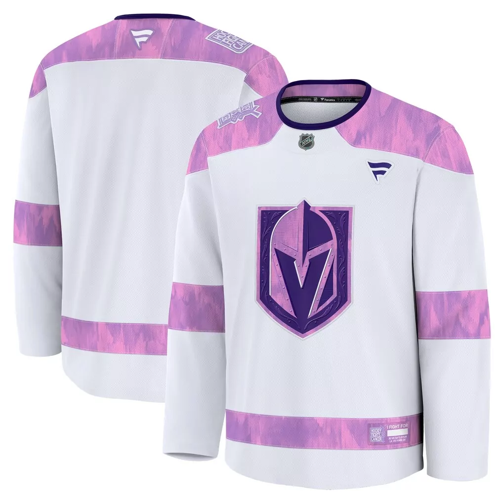 vegas golden knights fanatics 2024 hockey fights cancer custom practice jersey white