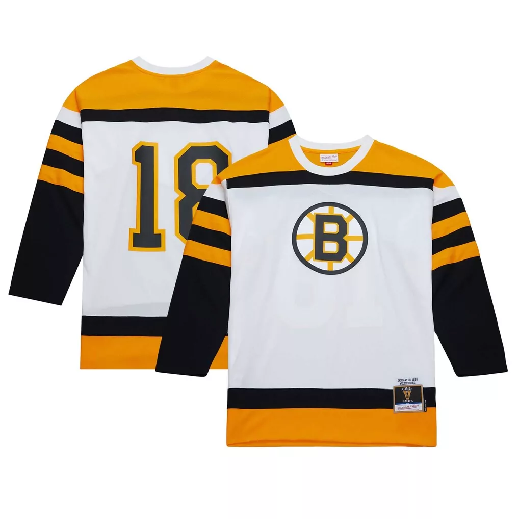 willie o ree boston bruins mitchell ness 1958 blue line player jersey white