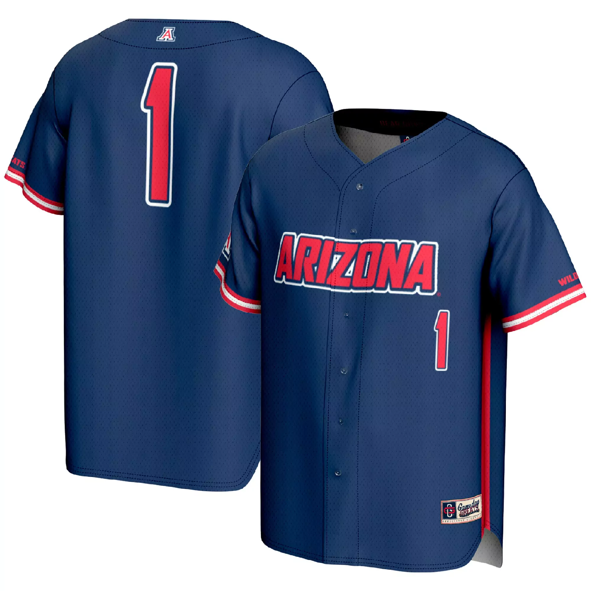 arizona wildcats 1 men s 2023 all stitched vapor jersey navy red custom edition
