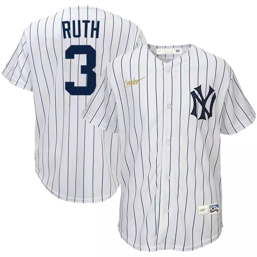 Babe Ruth 3 New York Yankees Youth All Stitched Vapor Jersey | 2023 White Pinstripe Style | Fan Gear for Kids