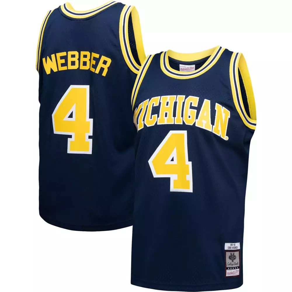 chris webber 4 michigan 1993 men s all stitched vapor jersey navy yellow quality edition
