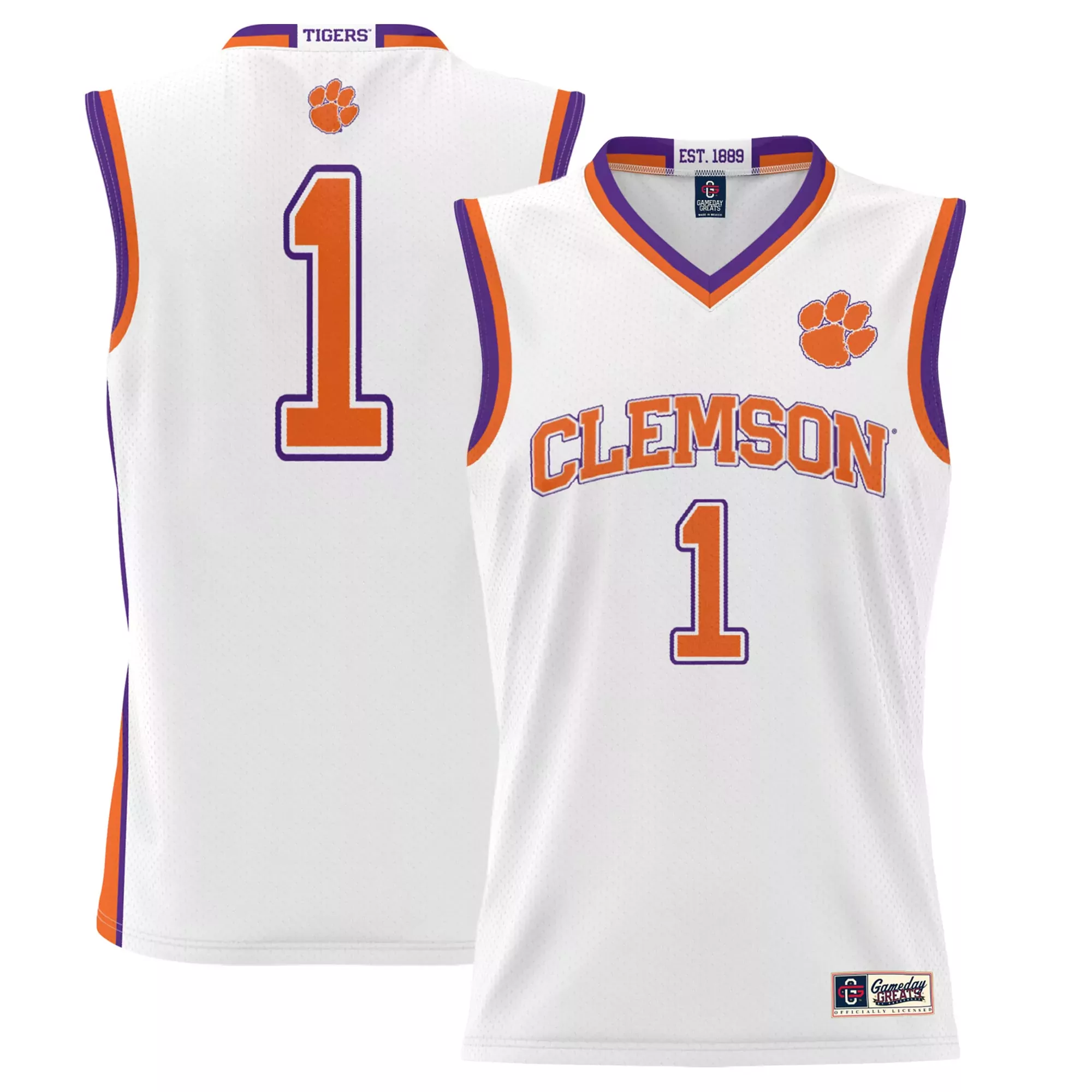 clemson tigers 1 custom jersey 2023 men s all stitched vapor jersey white orange pinstripe