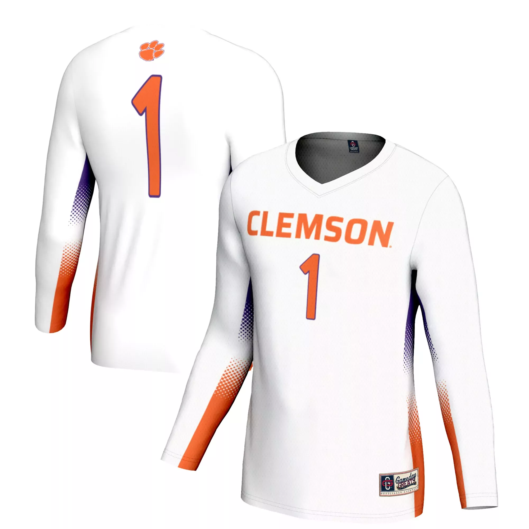 clemson tigers 1 custom jersey 2023 men s all stitched vapor jersey white orange pinstripe