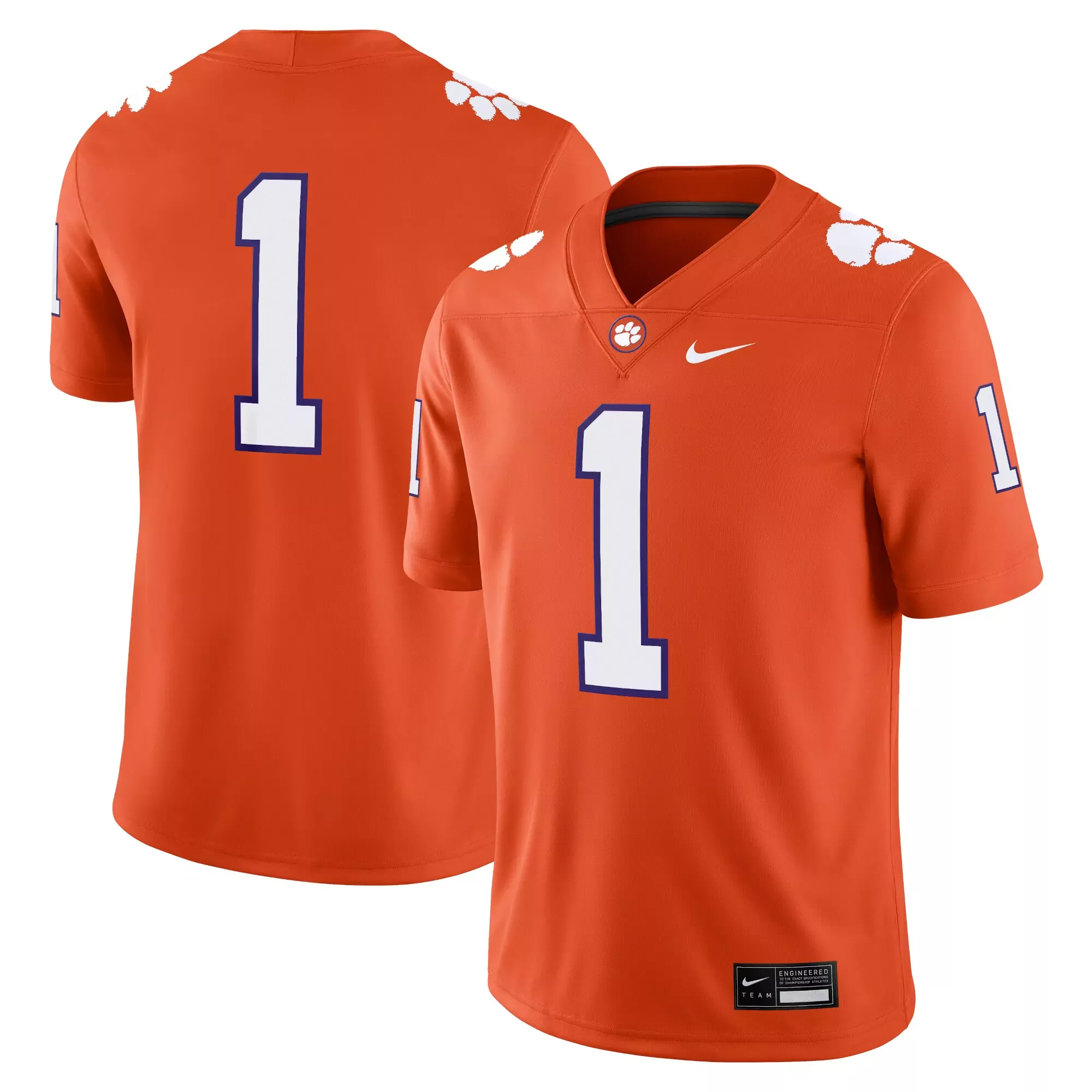clemson tigers 1 long sleeve jersey 2023 men s purple all stitched vapor jersey