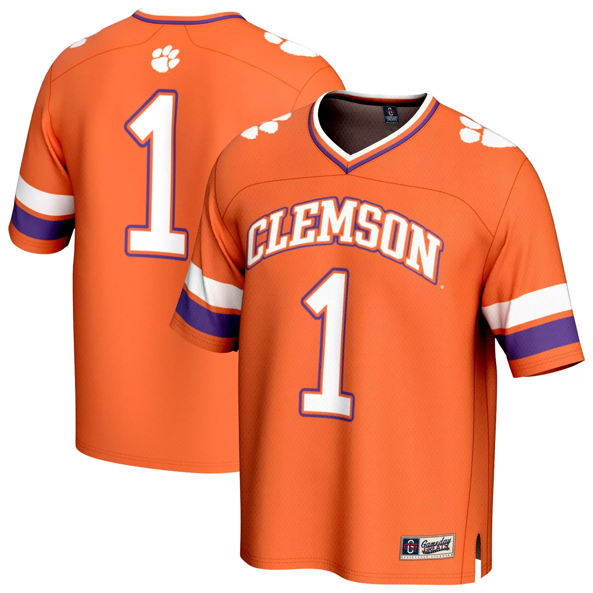 clemson tigers 1 long sleeve jersey 2023 men s purple all stitched vapor jersey