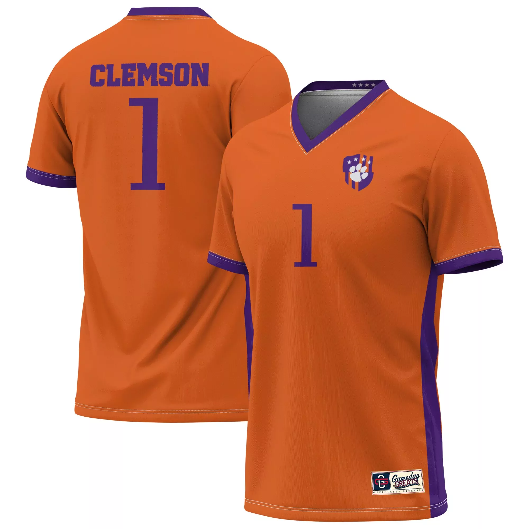 clemson tigers 1 long sleeve jersey 2023 men s purple all stitched vapor jersey