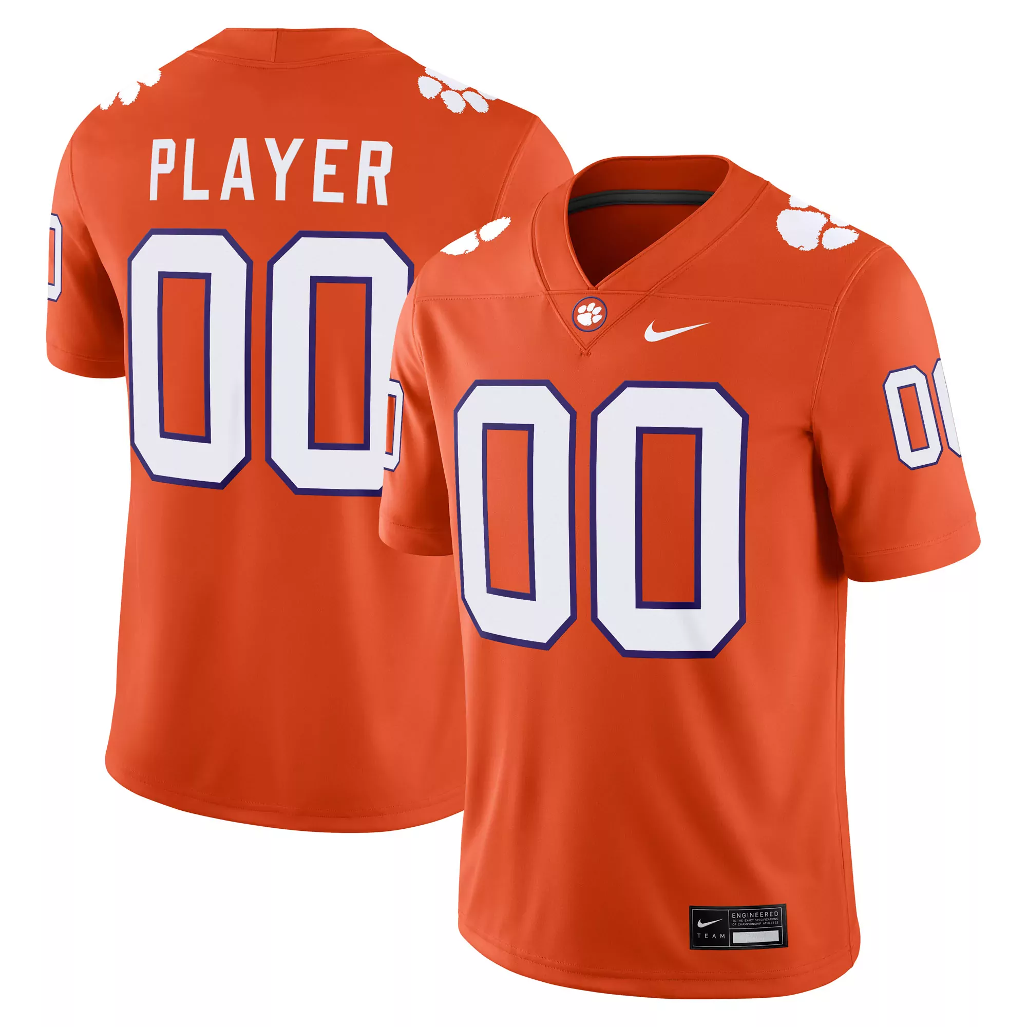 clemson tigers custom jersey 00 orange 2023 men s all stitched vapor jersey
