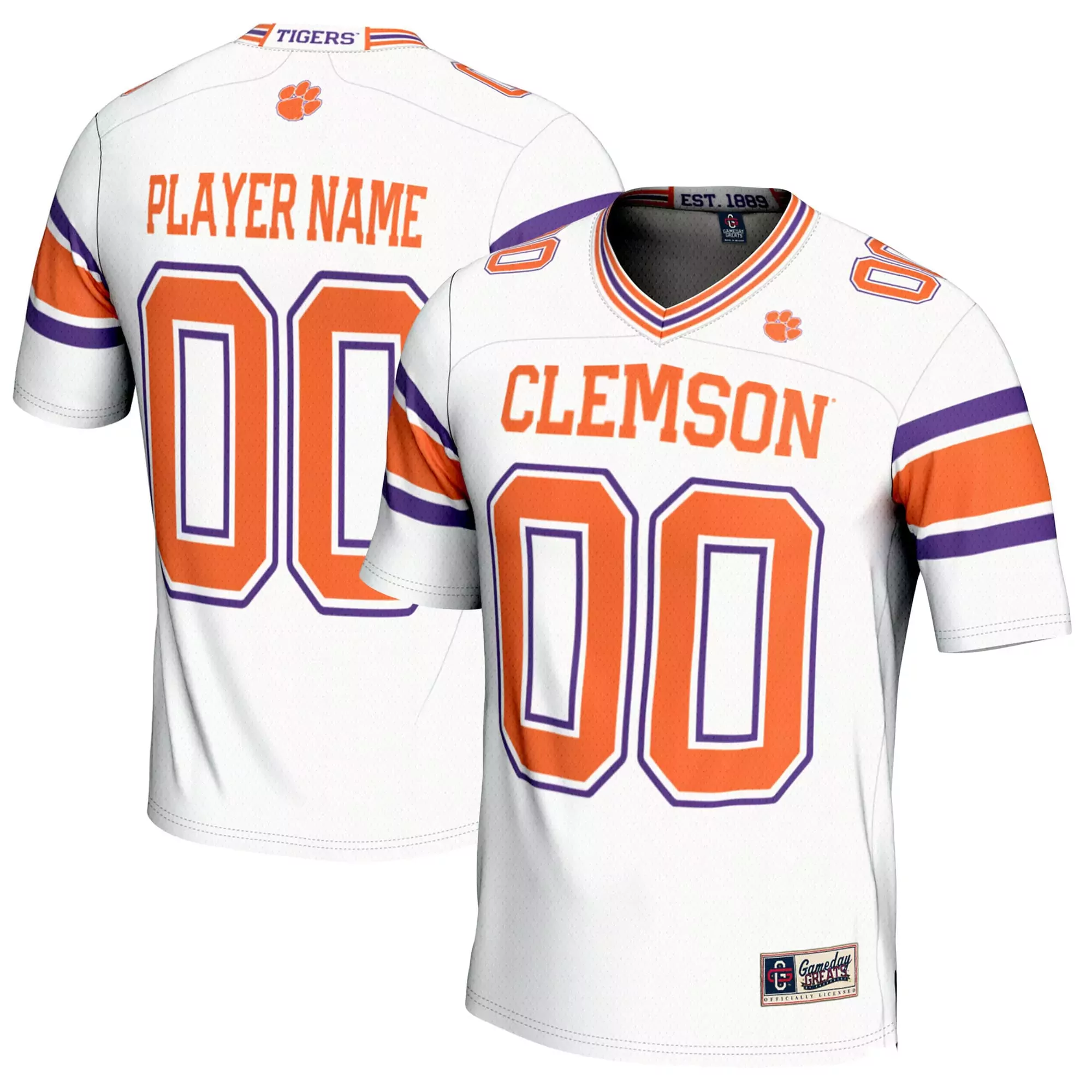 clemson tigers custom jersey 00 player name 2023 men s all stitched vapor jersey orange purple design