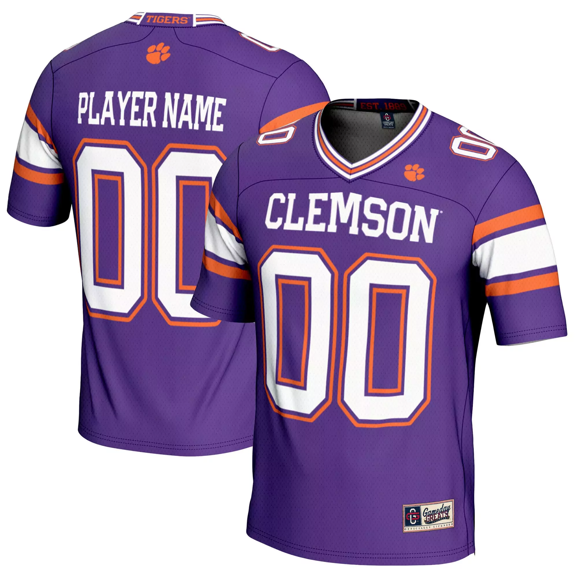 clemson tigers custom jersey 00 player name 2023 men s all stitched vapor jersey orange purple design