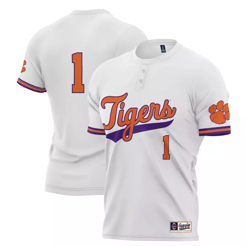 clemson tigers jersey 1 2023 men s all stitched vapor jersey white orange pinstripe
