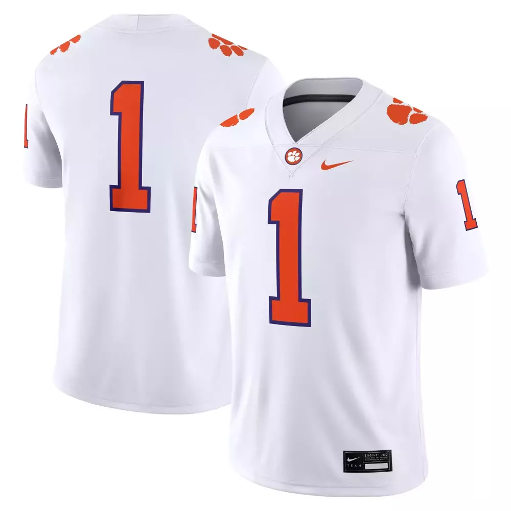 clemson tigers jersey 1 2023 men s all stitched vapor jersey white orange pinstripe