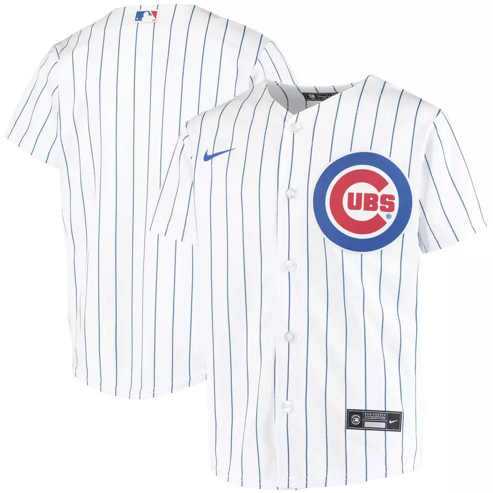 cubs youth white pinstripe jersey 2023 all stitched vapor jersey