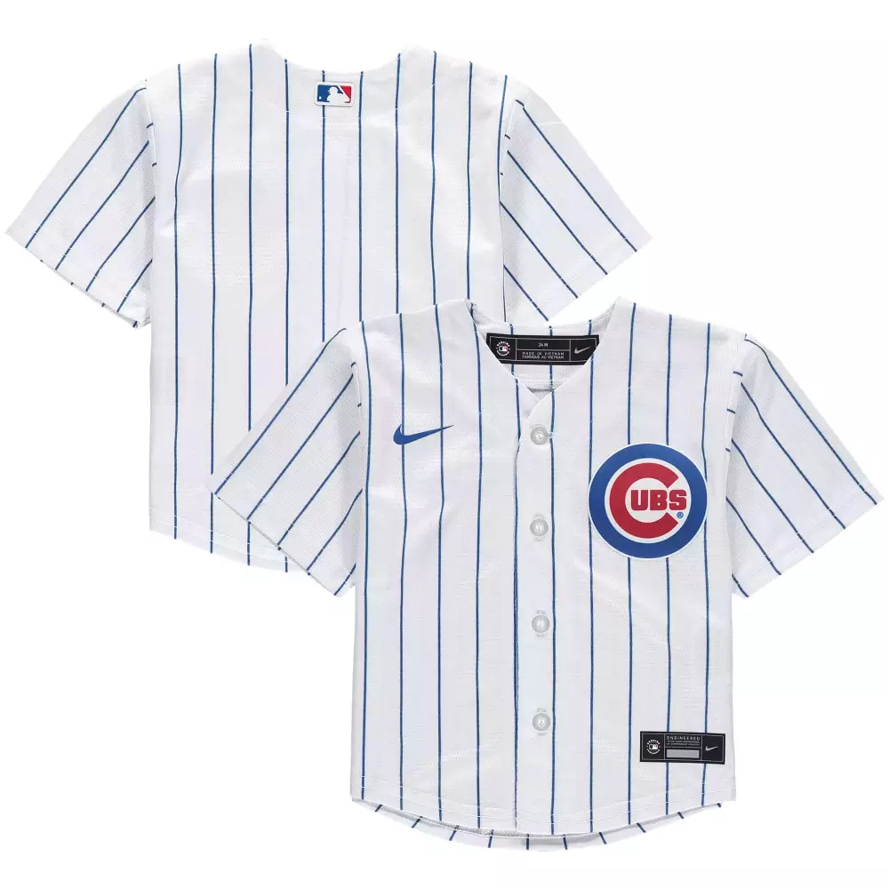 cubs youth white pinstripe jersey 2023 all stitched vapor jersey