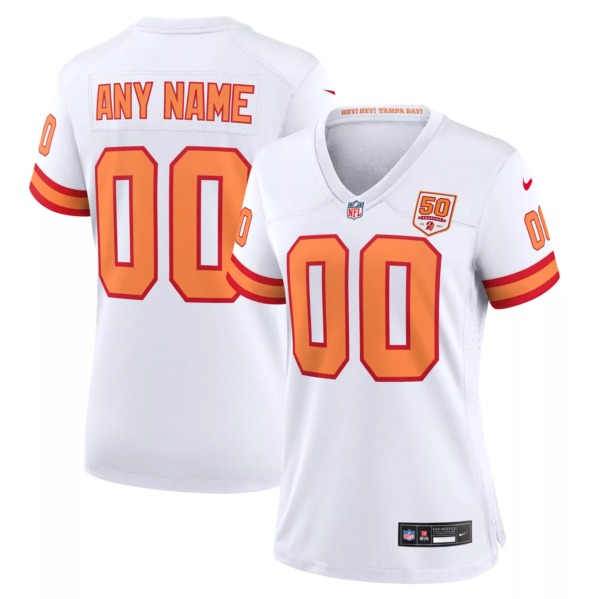 custom women s tampa bay buccaneers white 50th anniversary all stitched vapor jersey 00 2023 edition