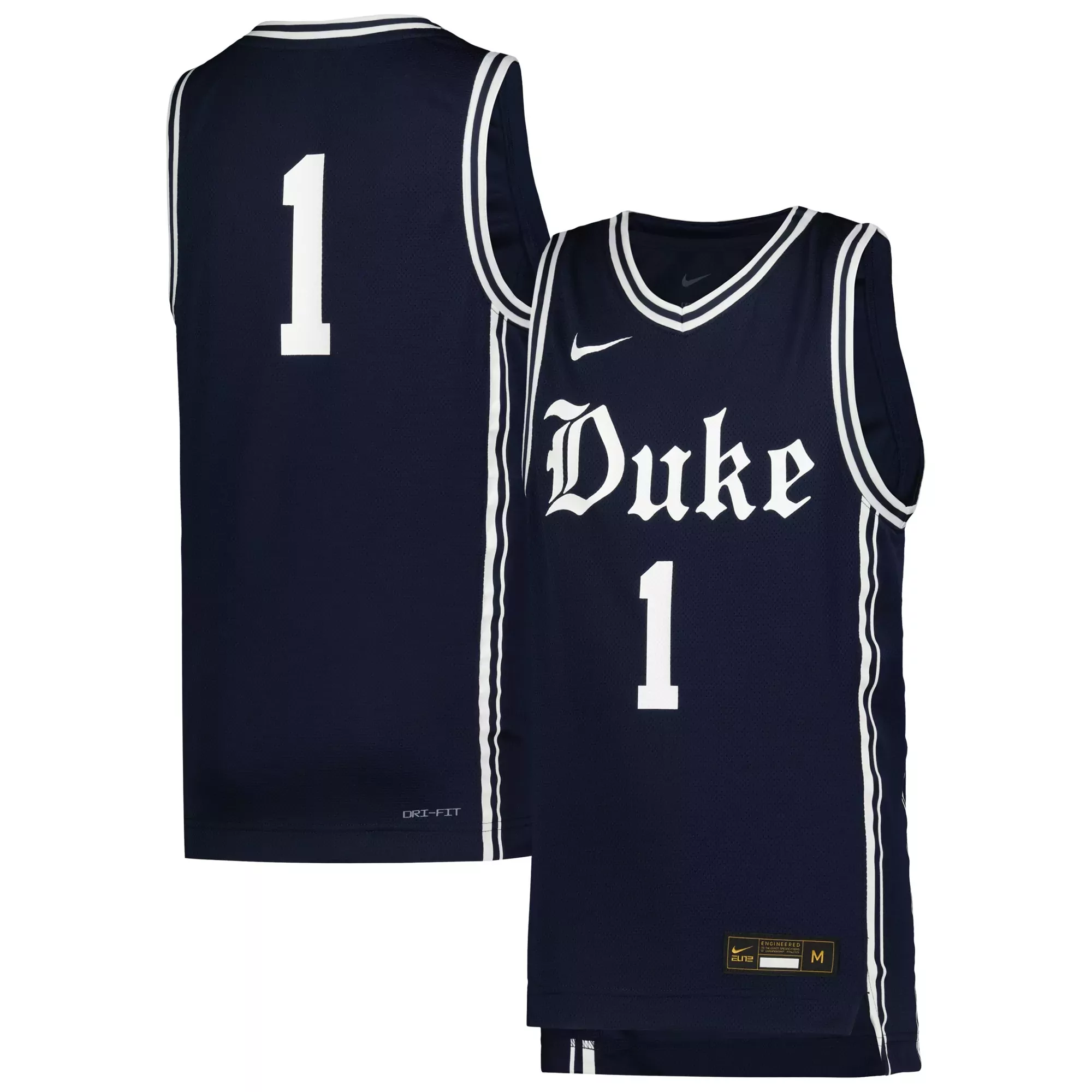 duke blue devils 1 men s 2023 nike all stitched vapor jersey navy custom edition drifit