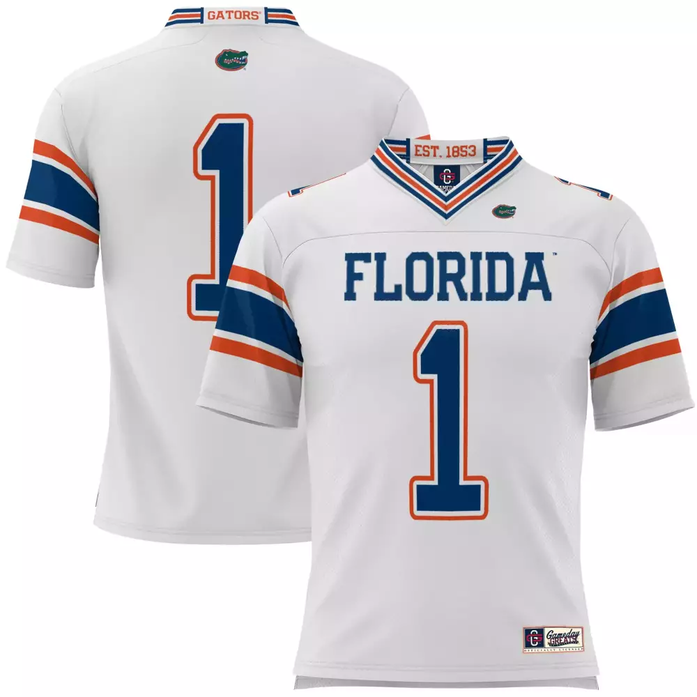 Florida Gators 1 Men's 2023 All Stitched Vapor Jersey | White Blue Orange Custom Edition | Limited Edition Fan Gear | For Men, Women & Youth