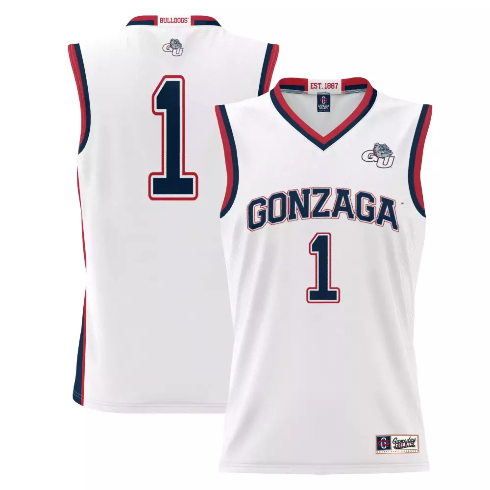 gonzaga bulldogs 1 2023 men s all stitched vapor jersey white edition