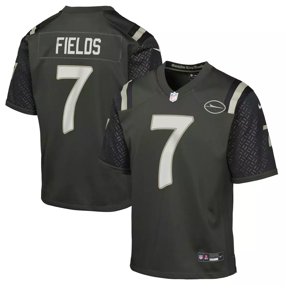 justin fields 7 gotham city football 2023 men s all stitched vapor jersey black green