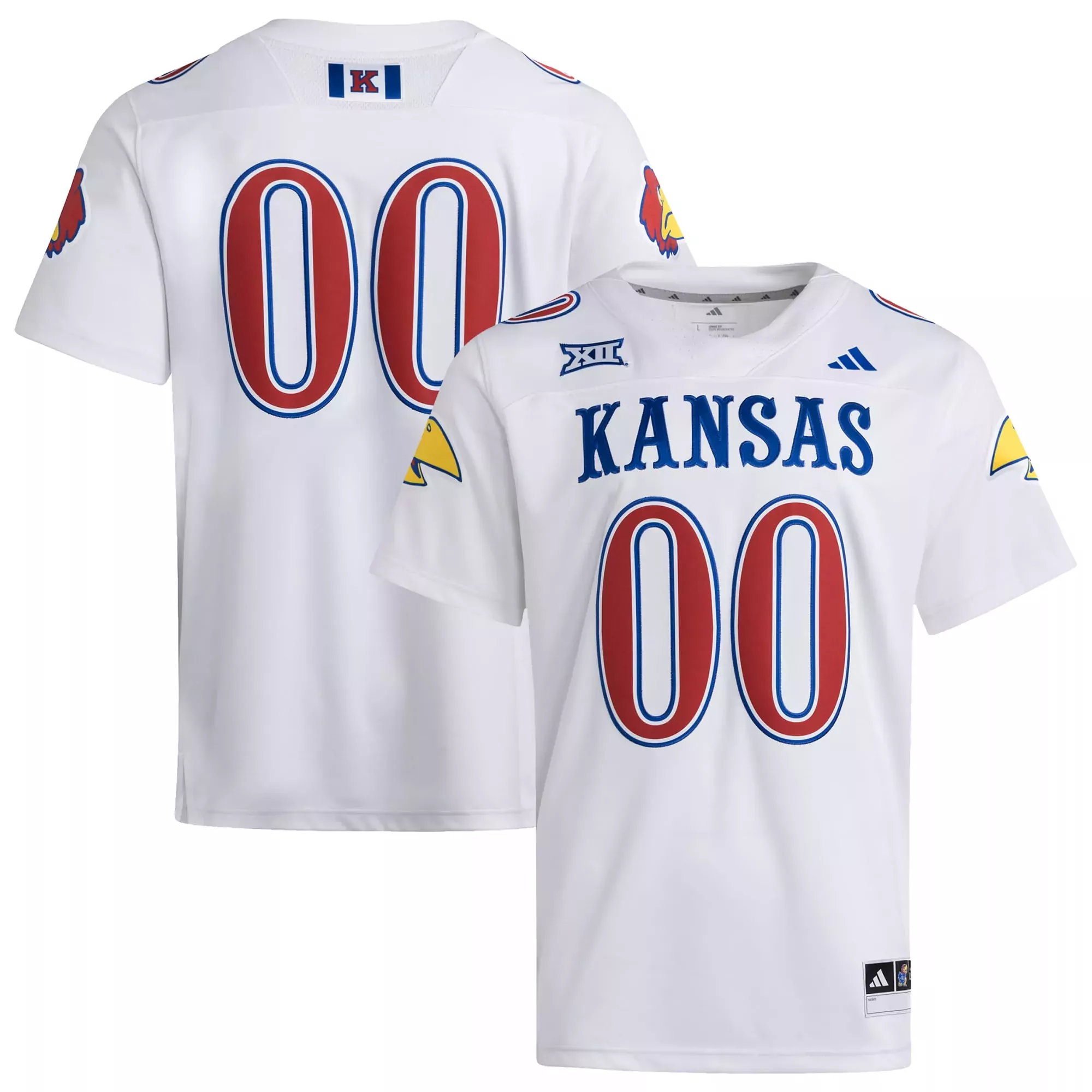 kansas jayhawks custom jersey 00 white 2023 youth all stitched vapor jersey