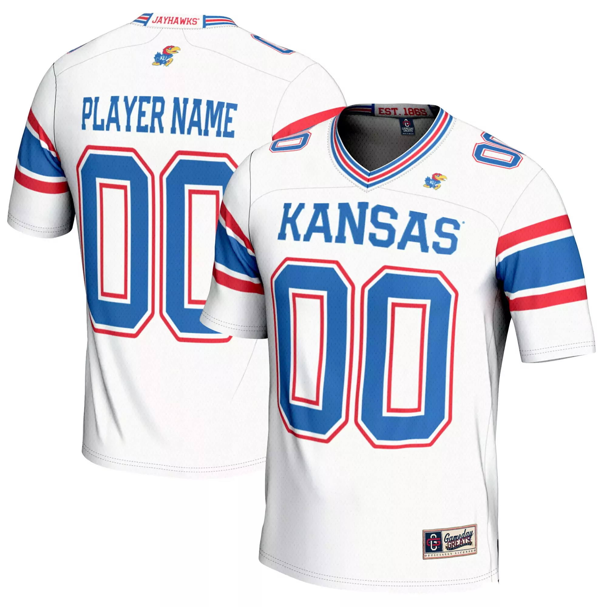 kansas jayhawks player name 00 2023 men s all stitched vapor jersey blue