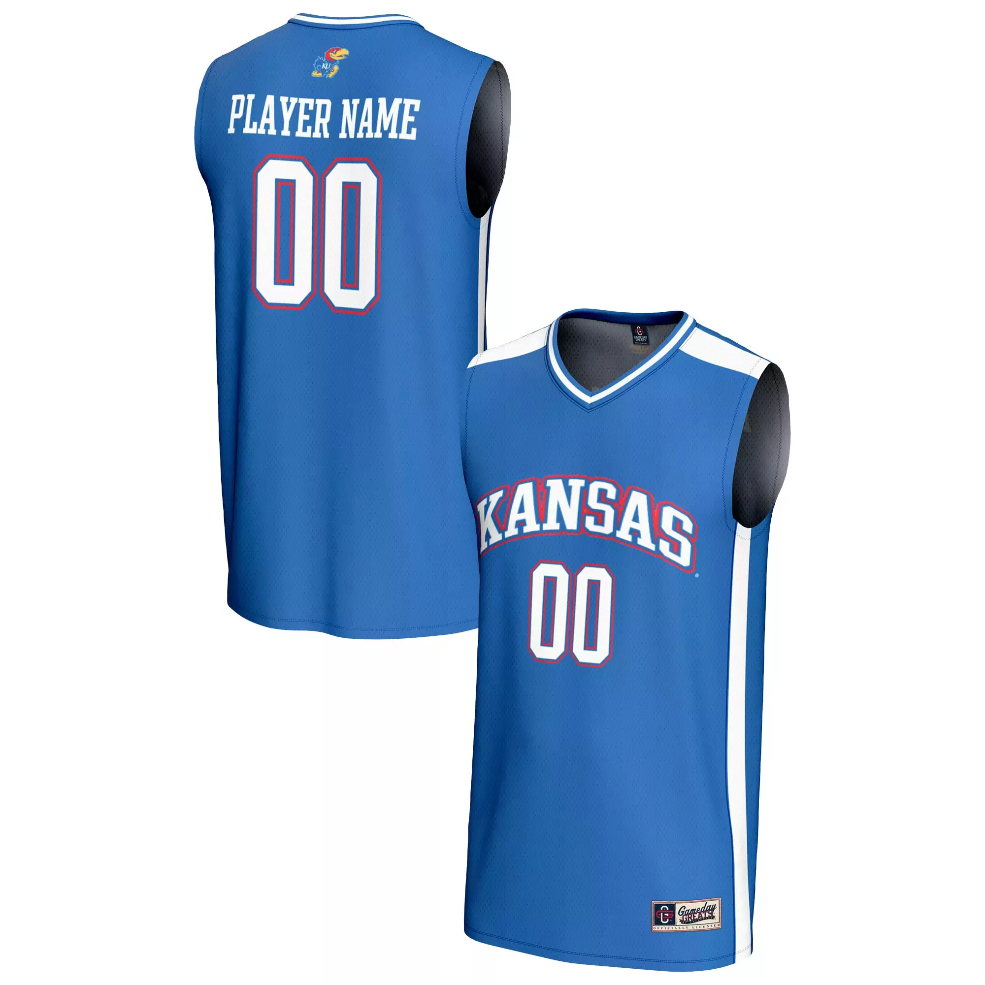 kansas jayhawks player name 00 2023 men s all stitched vapor jersey white blue red 1
