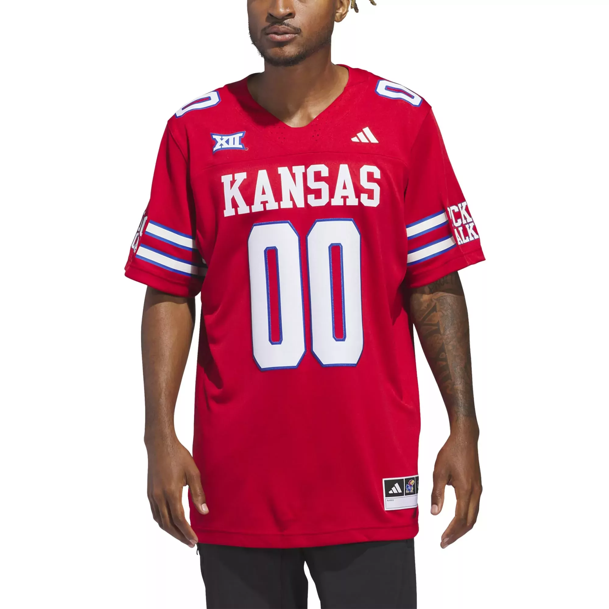 kansas jayhawks player name 00 2023 men s all stitched vapor jersey white blue red 1