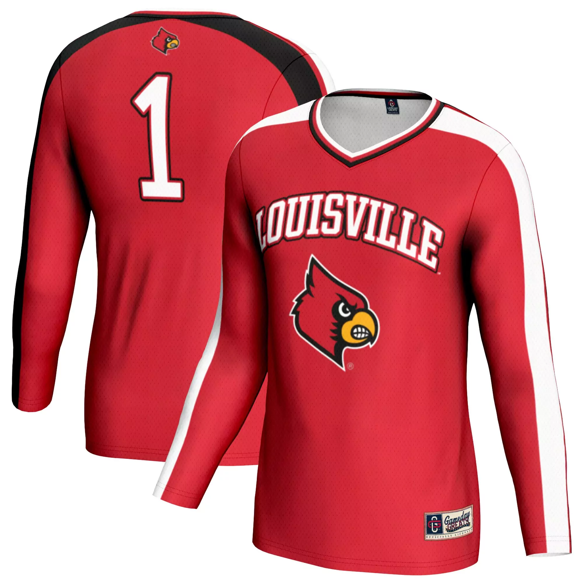 louisville cardinals 1 long sleeve red all stitched vapor jersey 2023 men s