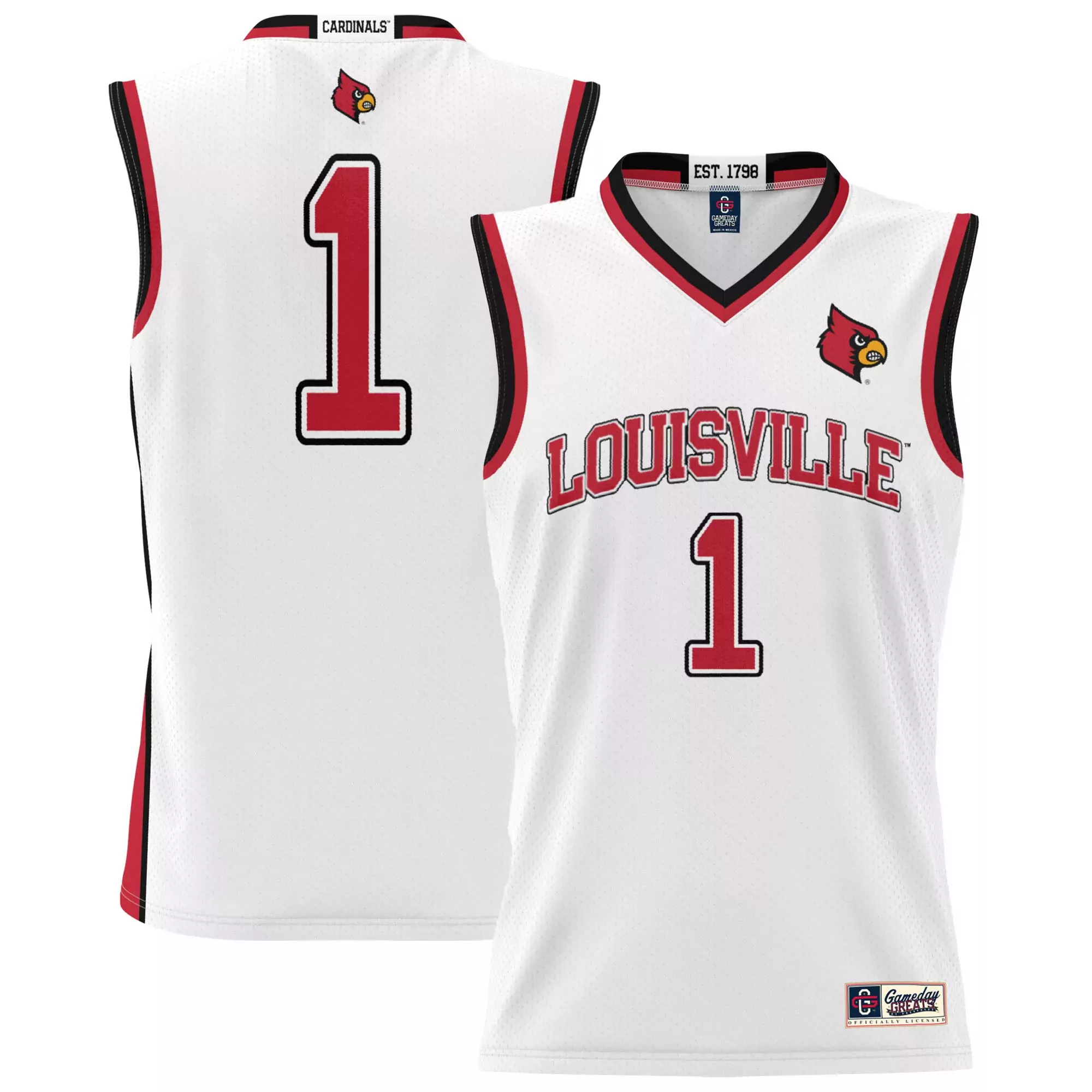 louisville cardinals 1 men s 2023 all stitched vapor jersey red white black design