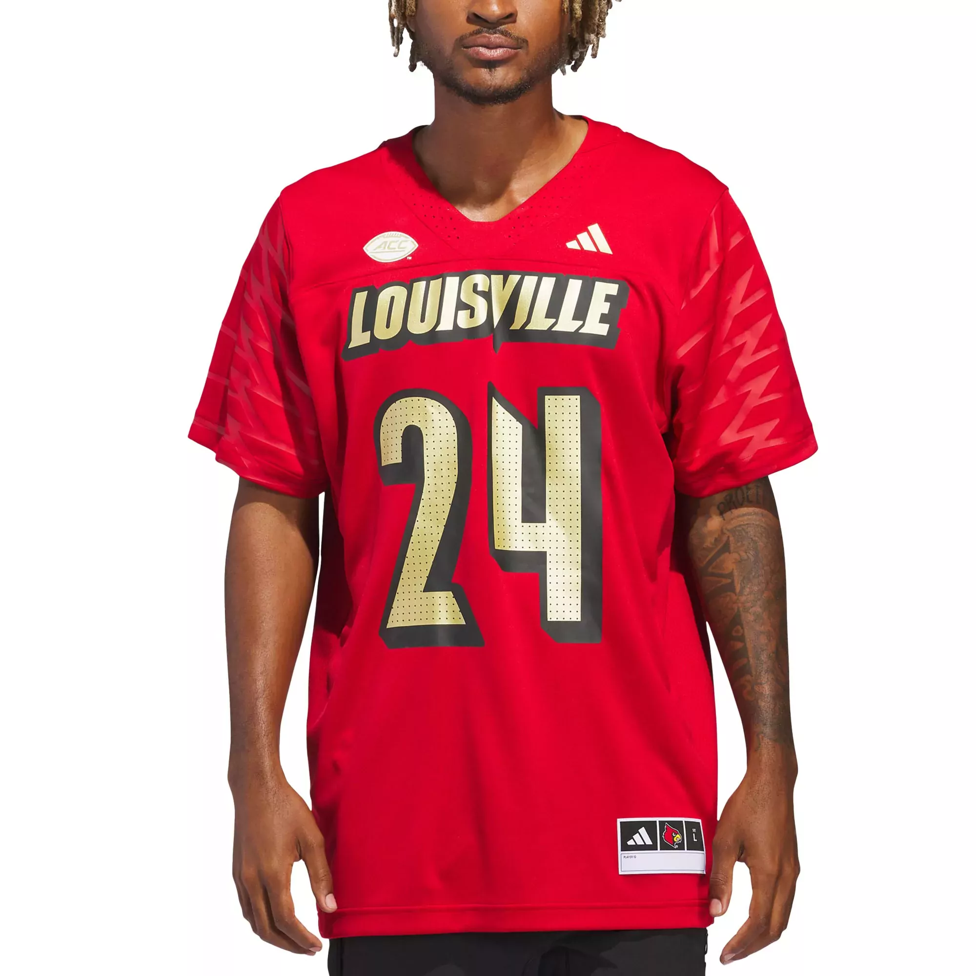 louisville cardinals jersey 1 red striped 2023 men s all stitched vapor jersey